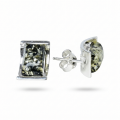 Baltic Green Amber Stud Earrings in Sterling Silver featuring genuine green Baltic amber gemstones set in polished 925 sterling silver, isolated on a white background.