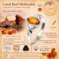 Faith Baltic Honey Amber Ring in Sterling Silver infographic highlighting authentic honey Baltic amber, 925 sterling silver, handcrafted craftsmanship, ring dimensions, and Made in Gdańsk, Poland heritage.