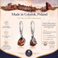 Aniela Baltic Honey Amber Drop Earrings in Sterling Silver infographic highlighting authentic honey Baltic amber, 925 sterling silver, handcrafted craftsmanship, earring dimensions, and Made in Gdańsk, Poland heritage.Aniela Baltic Honey Amber Drop Earrings in Sterling Silver infographic highlighting authentic honey Baltic amber, 925 sterling silver, handcrafted craftsmanship, earring dimensions, and Made in Gdańsk, Poland heritage.