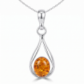 Baltic Amber Pendant in Sterling Silver featuring genuine Baltic amber set in polished 925 sterling silver, isolated on a white background.