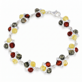 Lily Baltic Amber Bracelet in Sterling Silver featuring genuine Baltic amber gemstones set in polished 925 sterling silver, isolated on a white background.
