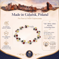 Lily Baltic Amber Bracelet in Sterling Silver infographic highlighting authentic Baltic amber, 925 sterling silver, handcrafted craftsmanship, bracelet dimensions, and Made in Gdańsk, Poland heritage.Lily Baltic Amber Bracelet in Sterling Silver infographic highlighting authentic Baltic amber, 925 sterling silver, handcrafted craftsmanship, bracelet dimensions, and Made in Gdańsk, Poland heritage.