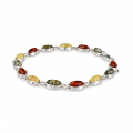 Baltic Amber Bracelet in Sterling Silver featuring genuine Baltic amber gemstones set in polished 925 sterling silver, isolated on a white background.