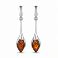 Ambie Baltic Honey Amber Stud Earrings in Sterling Silver featuring genuine honey Baltic amber gemstones set in polished 925 sterling silver, isolated on a white background.