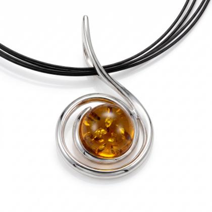 "Lauren" Baltic Honey Amber Necklace in Sterling Silver