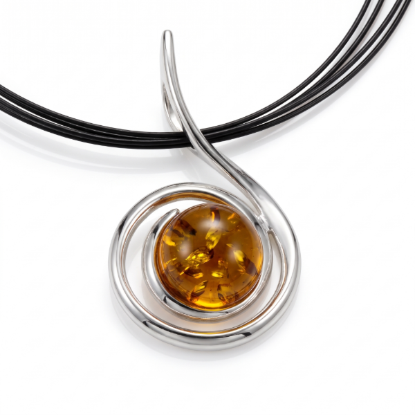 "Lauren" Baltic Honey Amber Necklace in Sterling Silver