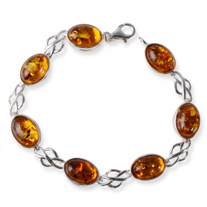 "Monique" Baltic Honey Amber Bracelet in Sterling Silver