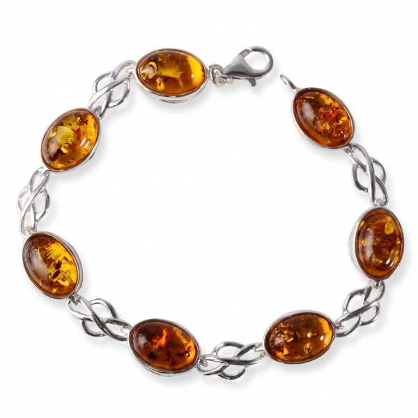 "Monique" Baltic Honey Amber Bracelet in Sterling Silver