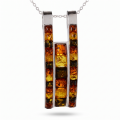 Mila Multicolor Baltic Amber Pendant in Sterling Silver featuring genuine multicolor Baltic amber gemstones set in polished 925 sterling silver, isolated on a white background.
