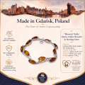 1. Infographic featuring the “Blossom” Baltic Honey Amber Bracelet in Sterling Silver.