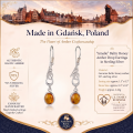 1. Infographic featuring the “Amalie” Baltic Honey Amber Drop Earrings in Sterling Silver.1. Infographic featuring the “Amalie” Baltic Honey Amber Drop Earrings in Sterling Silver.