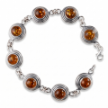 Baltic Honey Amber Bracelet in Sterling Silver displayed on a white background.