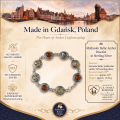 1. Multicolor Baltic Amber Bracelet in Sterling Silver infographic showing the bracelet, materials, and product details.