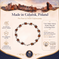 1. “Cats” Baltic Honey Amber Bracelet in Sterling Silver infographic showing the bracelet, materials, and product details.