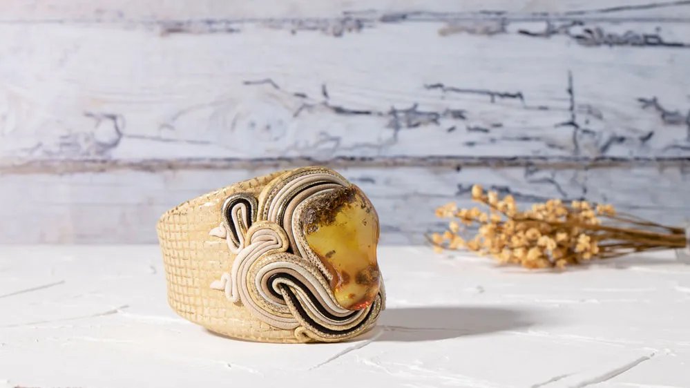 Leather Amber Bracelet