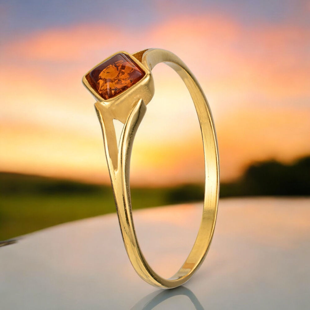 Amber And Gold Ring