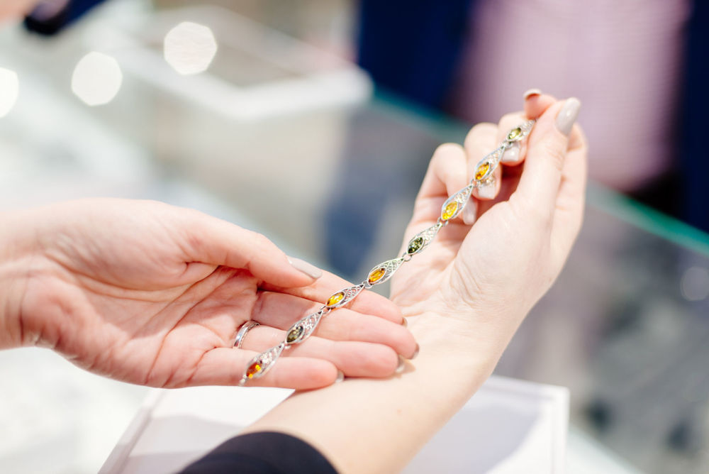 amber and silver bracelet