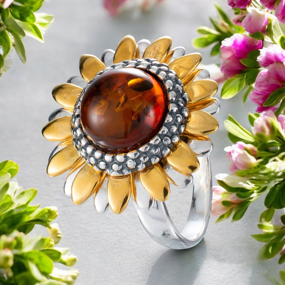 Amber And Gold Rings