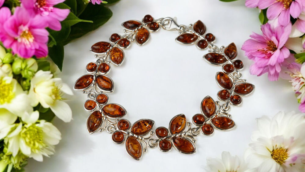 Baltic Amber Bracelet in Sterling Silver